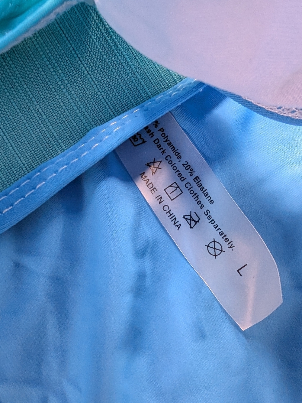 SHEIN Colorblock Cutout One-Piece Swimsuit in Bright Blue and Aqua - Picture 4 of 5